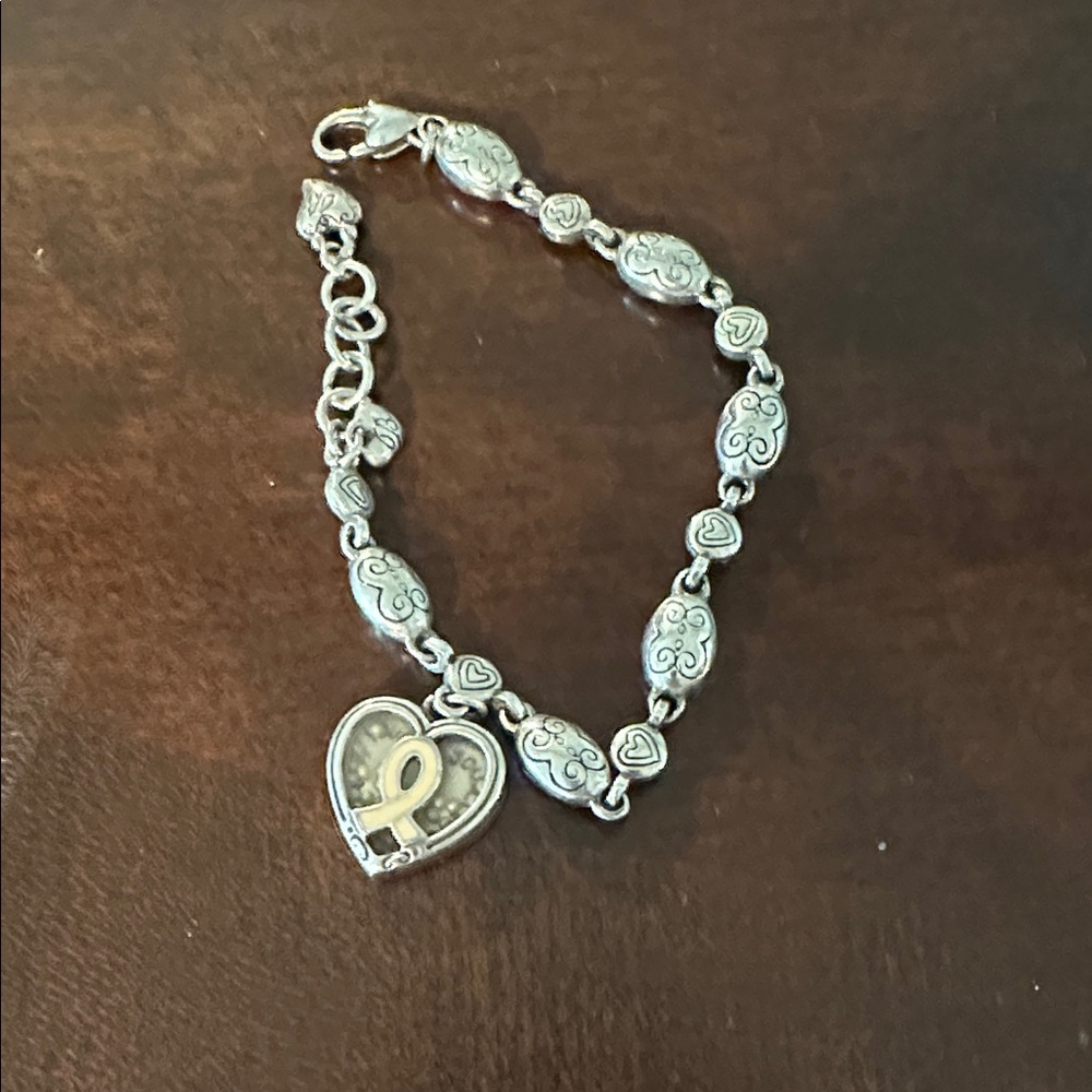 Brighton Silver Heart breast cancer awareness Charm Bracelet